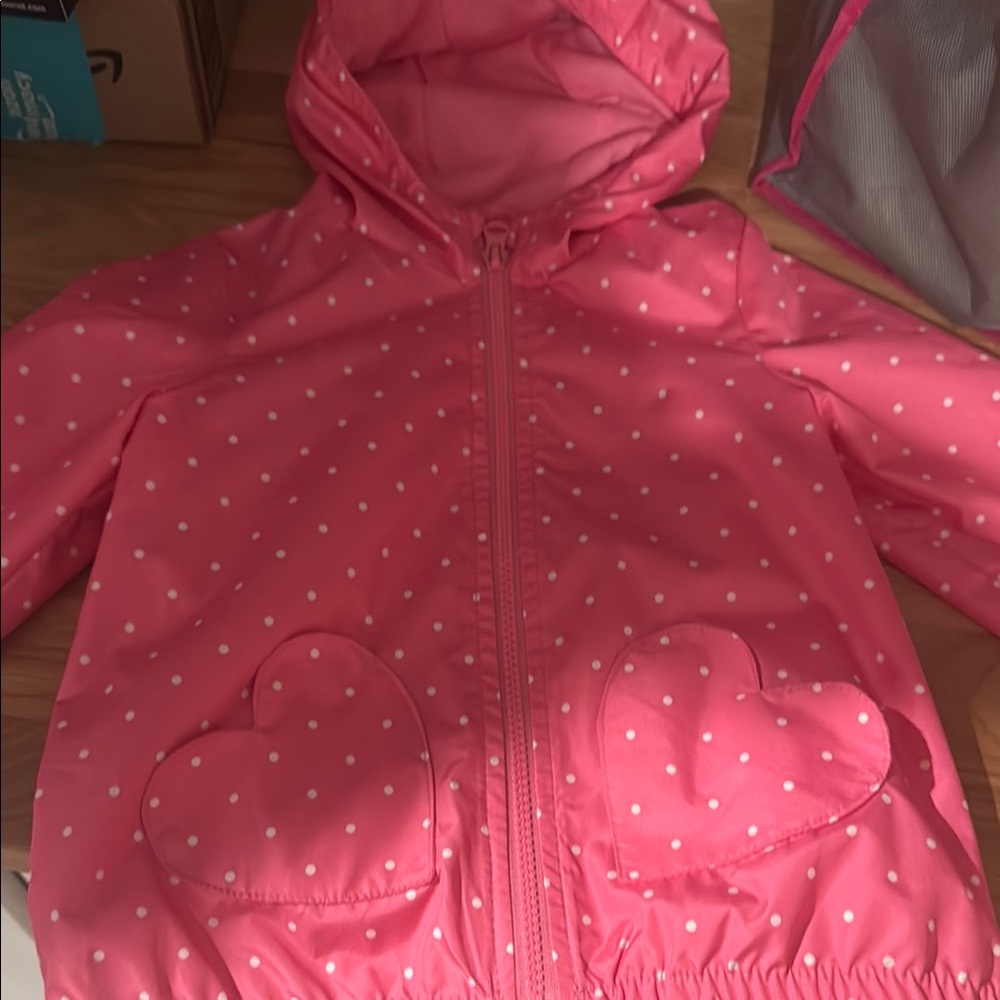 Carter's Pink and White Raincoat with Polka Dots
